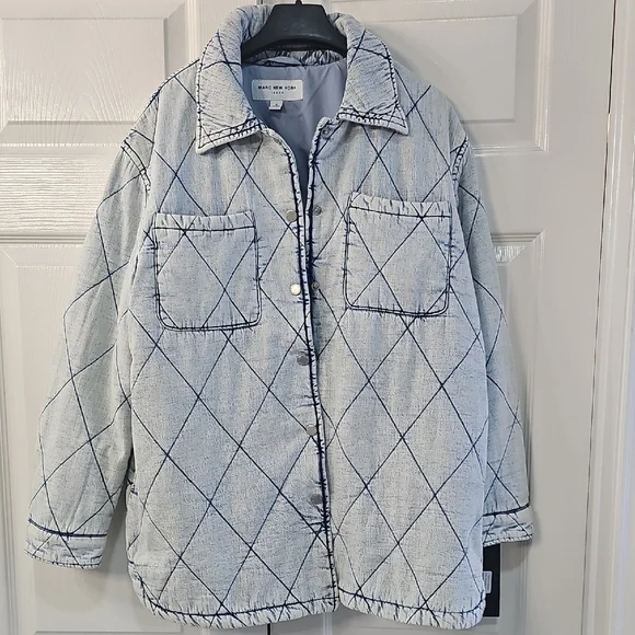 Marc New York Diamond Quilted Shacket Acid Wash Coastal Grandma NWT - Picture 6 of 13